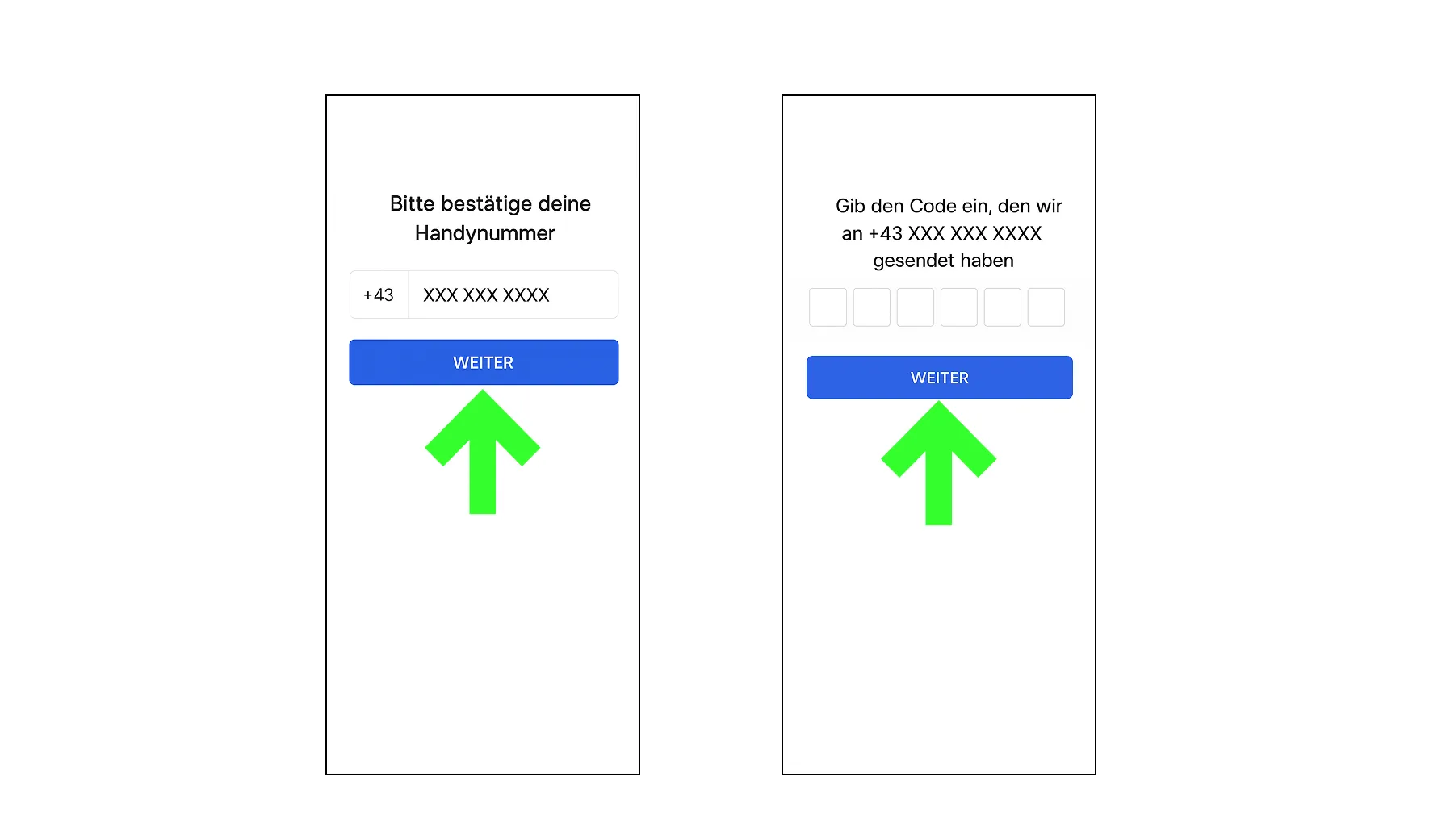 Code eingeben und Einzahlung abschließen Verifizierungscode und Einzahlung abschließen